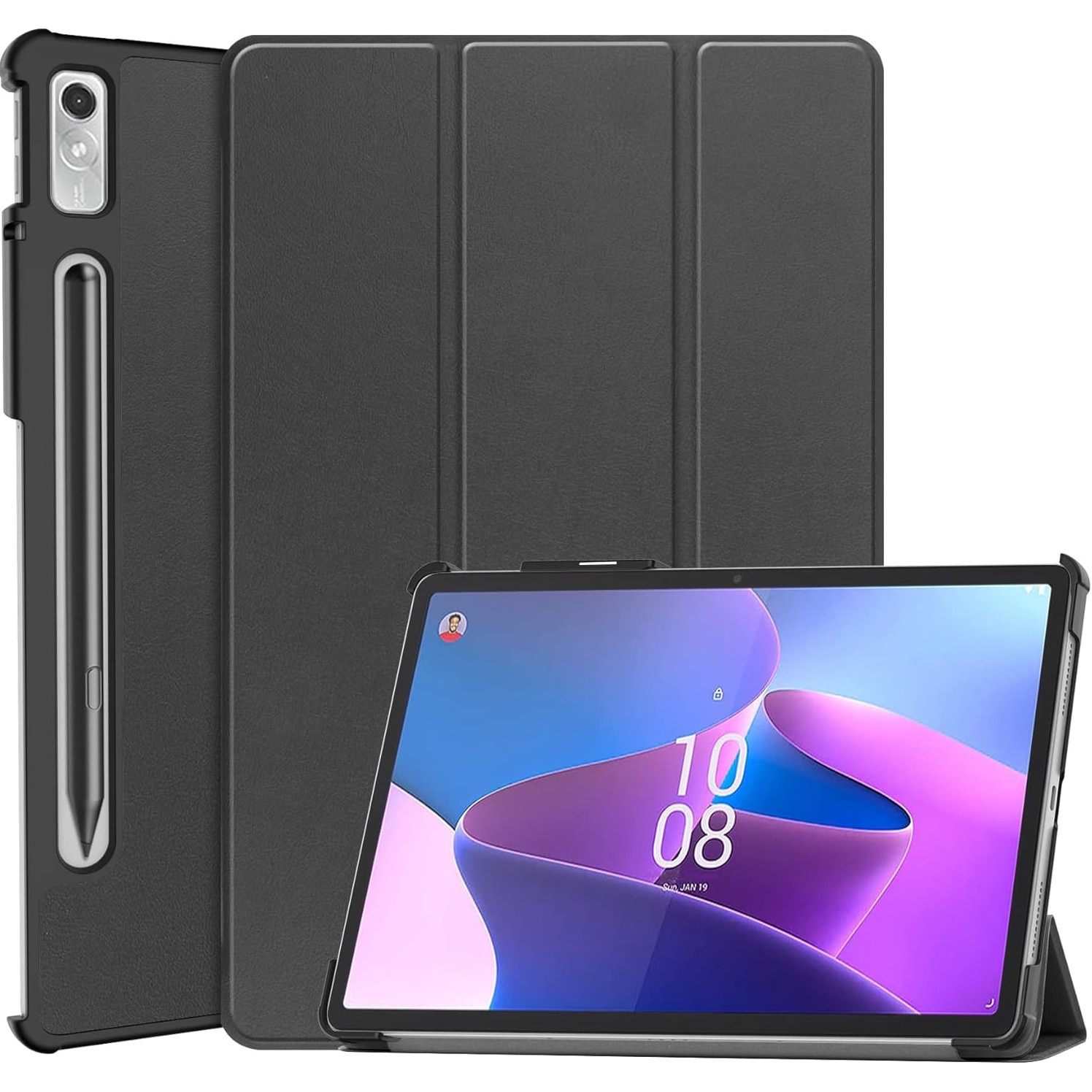 Husa Slim Sigloo, Smart Cover, Trifold, pentru Lenovo Tab P11 Pro( 2nd Gen), (TB-132FU/TB-138FU), 11.2", Black