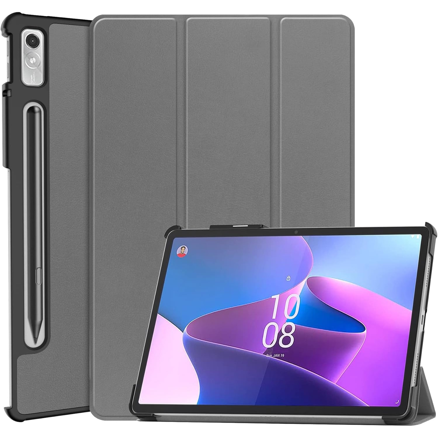 Husa Slim Sigloo, Smart Cover, Trifold, pentru Lenovo Tab P11 Pro( 2nd Gen), (TB-132FU/TB-138FU), 11.2", Grey