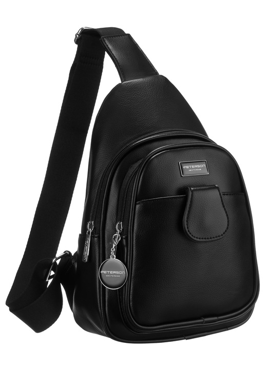 Geanta De Umar, Peterson, Material Piele Ecologica, 29x20x11 cm, Culoare Neagra, Tip Inchidere Fermoar, Curea Reglabila, Neagra