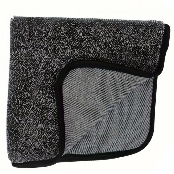 Prosop Profesional AYSTOAYS®, Microfibra 600 GSM, twisted, Super Absorbant, Uscare Auto, 40 X 60 CM, gri