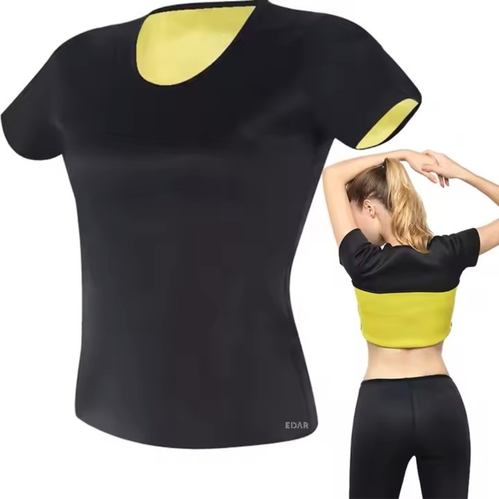 Tricou Sauna SlimFit pentru Slabit EDAR, Neopren, Modelatoare, Ideal pentru Sport, Fitness si Alergare, Negru, Marimea XL, Negru
