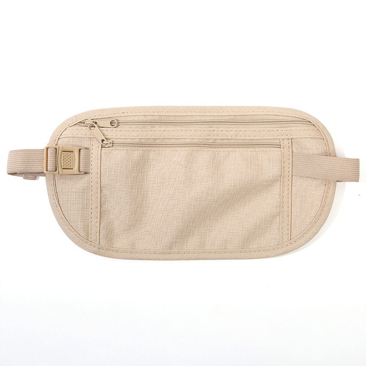 Geanta de talie ascunsa din nilon Tioialz®, cu blocare RFID pentru femei si barbati, geanta de talie antiefractiune sub haine cu curea reglabila pentru calatorii, alergare, drumetii, ciclism (cahki)