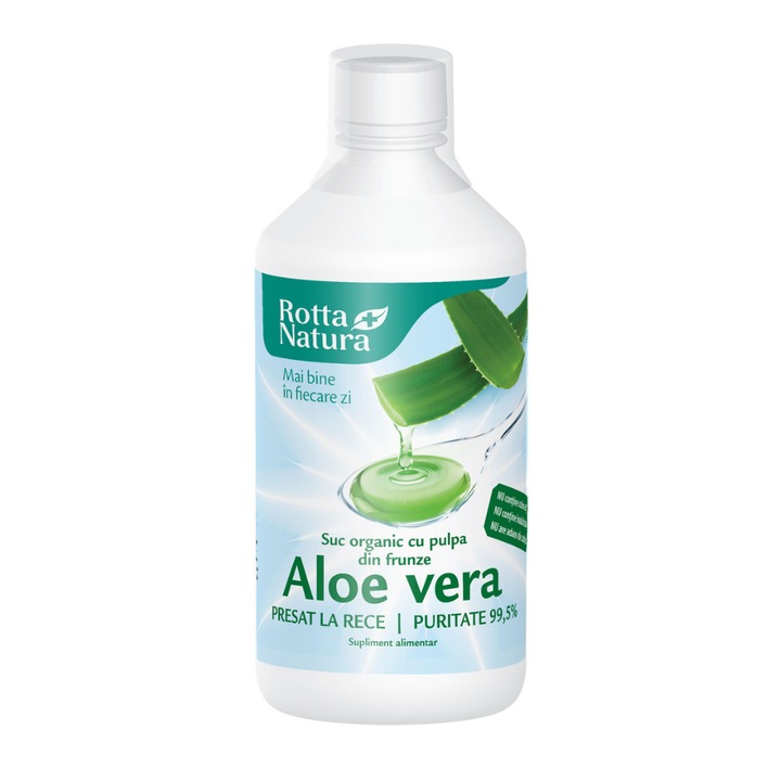 Aloe Vera Suc Organic cu pulpa, presat la rece, Rotta Natura, 1000 ml