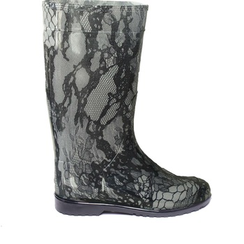 Cizme de cauciuc imprimeu DANTELA NEAGRA pentru dame, OLDCOM Cizme de cauciuc imprimeu DANTELA NEAGRA pentru dame, OLDCOM