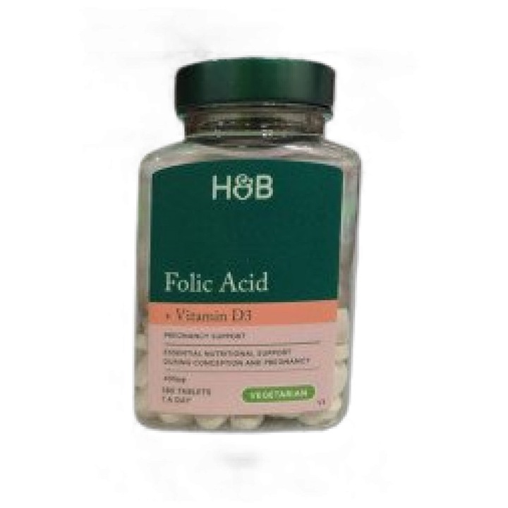 Vitamine, Holland & Barrett Acid folic 400 mcg plus Vitamina D 400 UI / Suport pentru sarcina, 180 de comprimate