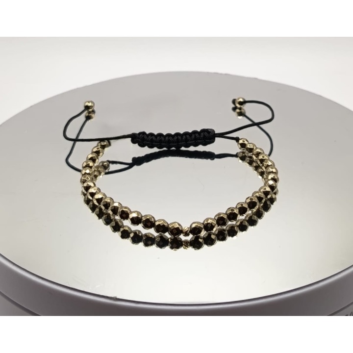 Bratara cu cristale semipretioase aurii si o bila din AUR 14K