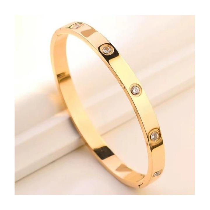 Bratara placata cu aur 18 k din otel inoxidabil cu pietre din zirconiu