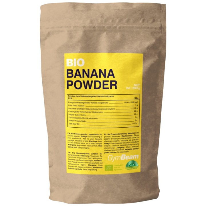 BIO Pulbere de banane, GymBeam, 200 g