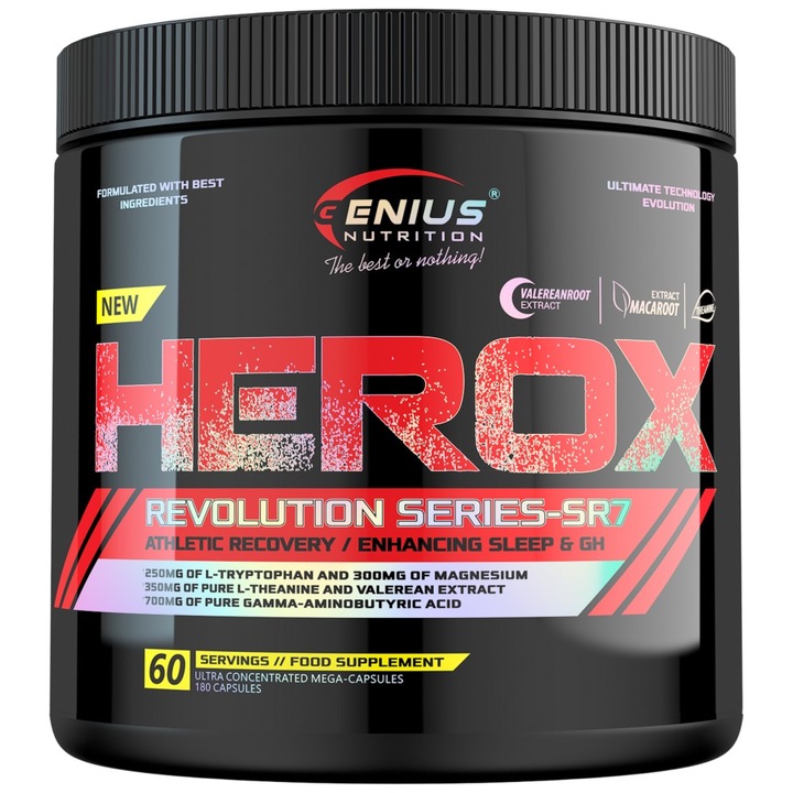 Supliment alimentar Genius Nutrition, Herox 180 mega capsule, somnifer natural din plante