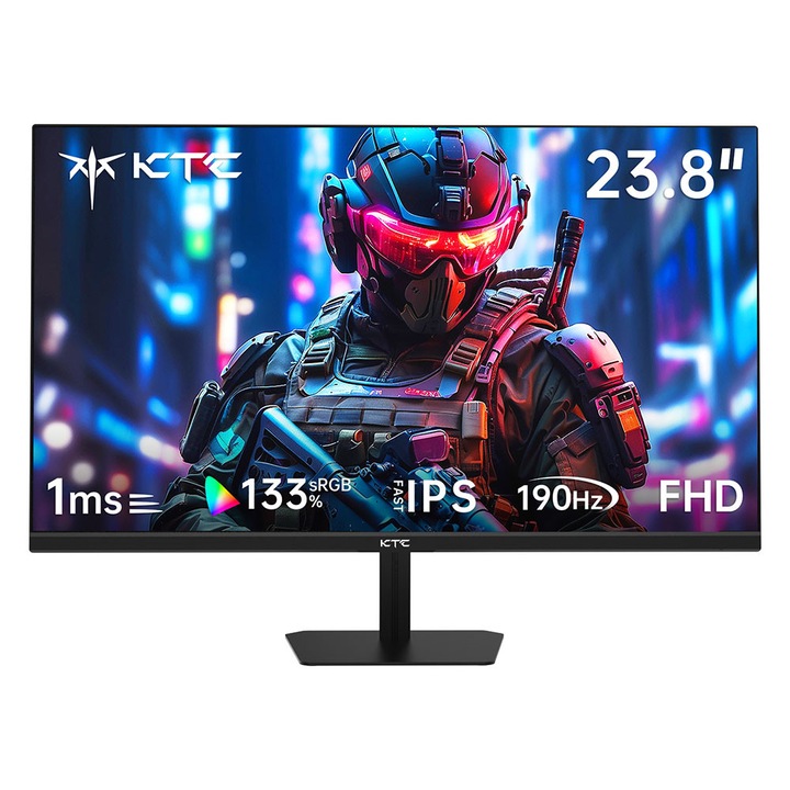 LED monitorok, Gamer monitor, KTC H24F8, 23,8 hüvelykes FHD, 190 Hz, 1 ms, 16:9, 1920x1080, Gyors IPS, HDR10/Game Assist, Adaptive-sync, Fali tartó, Alacsony kékfény-kibocsátás, Villódzásmentes, FPS Játékmód, MCC PC kliens, 2xHDMI 2.0, DP 1.4, Fülhallgató