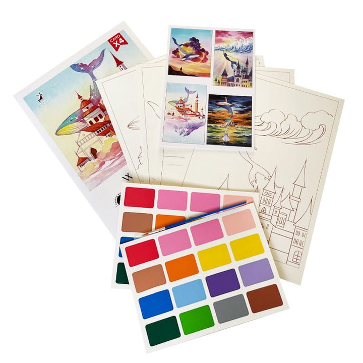 Акварелна картина - Океан - 4 елемента