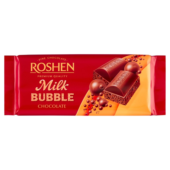 Ciocolata cu lapte cu bule Roshen, 80g