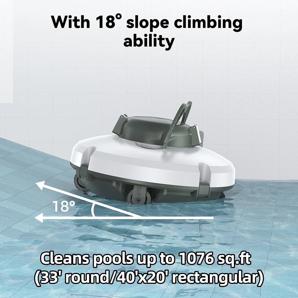 Redkey S100 Robot Piscina fara Fir si Carlig de recuperare – 5200mAh/130min Autonomie, Etansare IPX8, Captura de microparticule Filtrare 180μm, Tehnologie Auto-Parcare, Urcare 18°, Motoare Duale, Stralucire Durabila, Alb perlat
