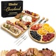 Set Platou Servire Elindor® din Bambus Natural, cu Tava Rotunda, Cutite Branzeturi, Boluri Ceramice si Furculite – Ideal pentru Aperitive, Fructe, Cadouri Casa Noua, Nunta sau Petreceri, Set Elegant si Practic