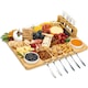 Set Platou Servire Elindor® din Bambus Natural, cu Suport Magnetic, Cutite Branzeturi, Boluri Ceramice – Ideal pentru Aperitive, Fructe, Cadouri Casa Noua, Nunta sau Petreceri, Set Elegant si Practic