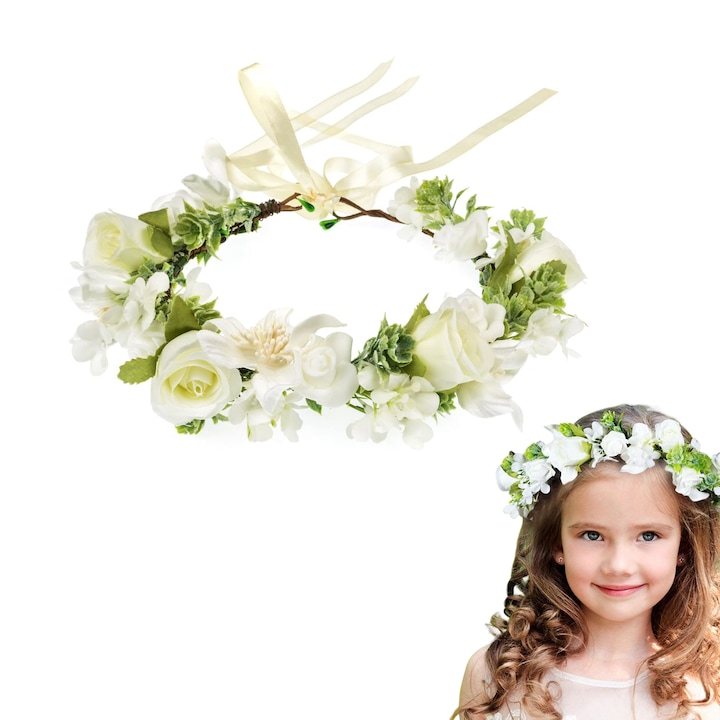 Bentita TREXORA cu trandafiri albi 3D ajustabila usoara