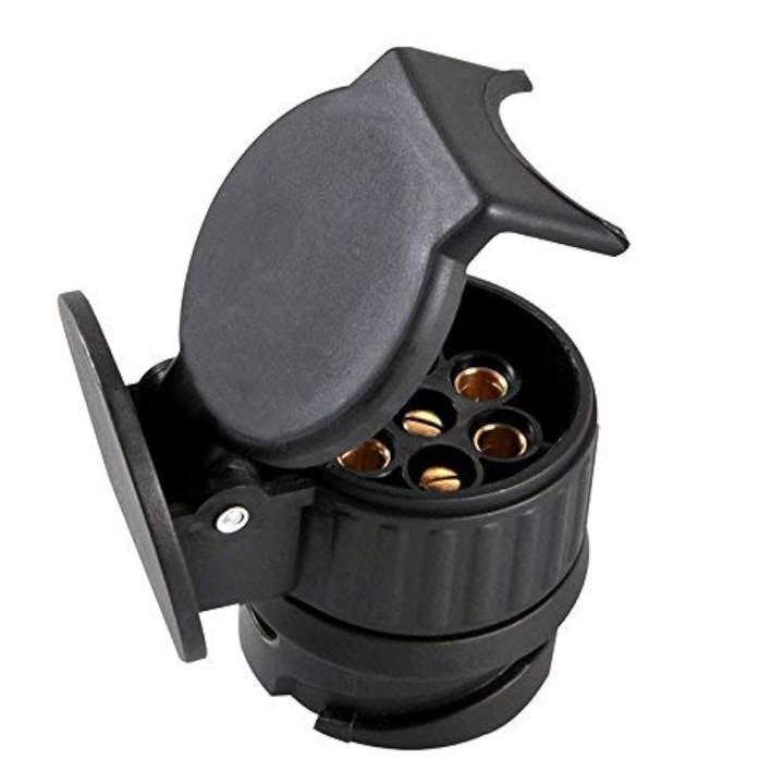 Adaptor priza remorca auto TREXORA 13 la 7 pini negru compact durabil 12V