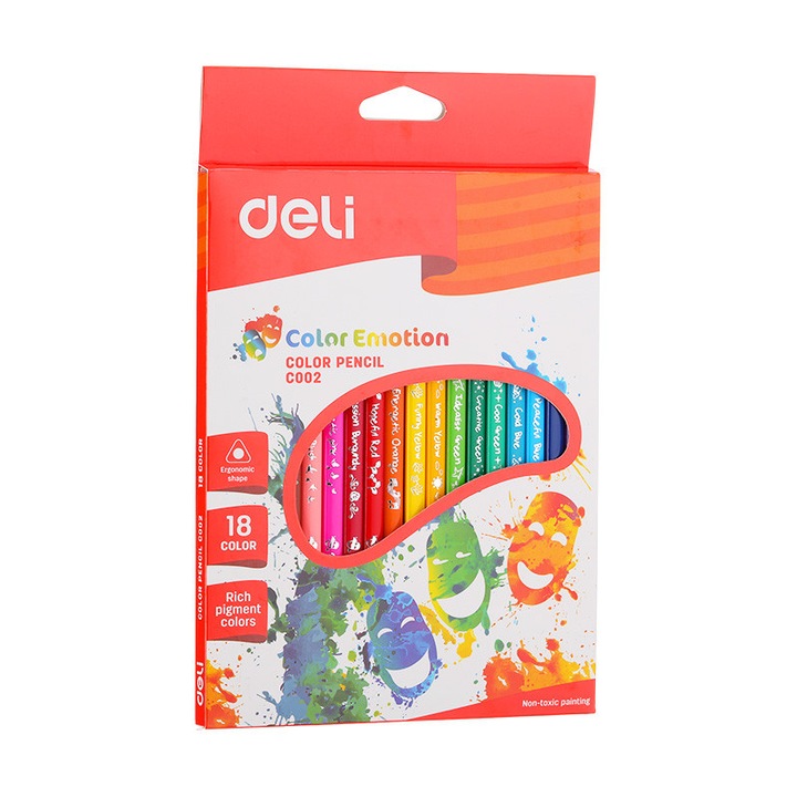 Set 2 x Creione Colorate Deli Color Emotion, 18 Culori/Set