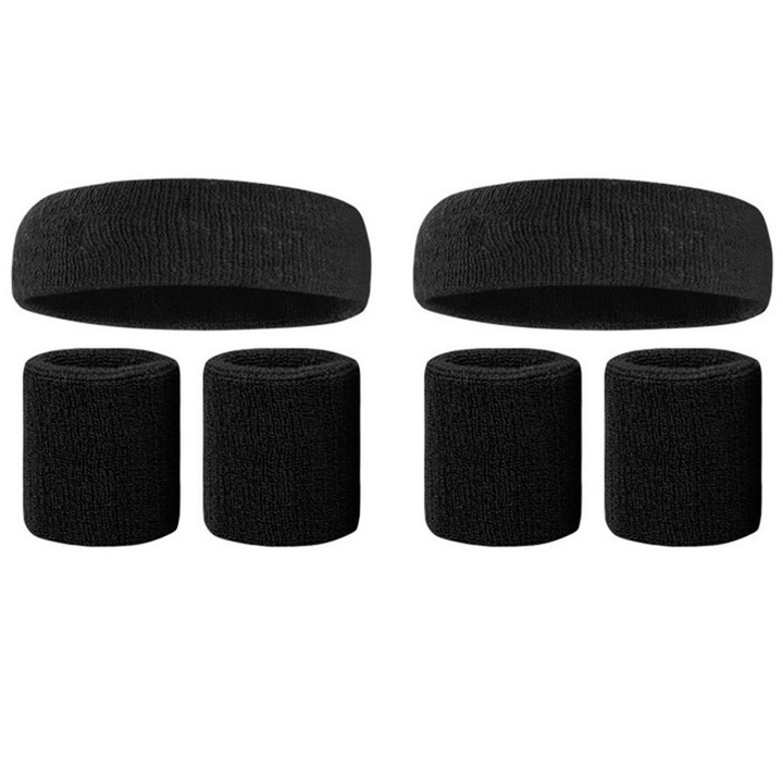 Set 2 bandane sport unisex TRADERPLUS, roz si negru, pentru alergare si ciclism