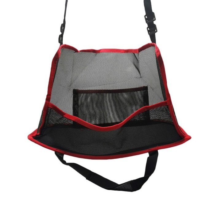 TRADERPLUS Car Handbag Holder Mesh Car Organizer Between Seats Front red