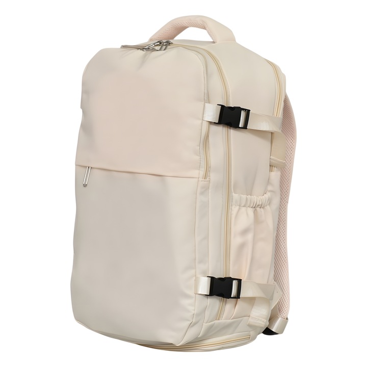 Раница за ръчен багаж 6203-4, 40/30/20 см, Текстил, Бежова