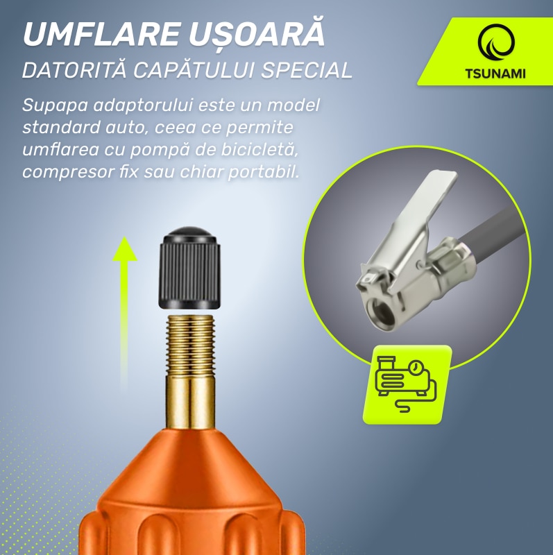 Adaptor pentru umflarea placii SUP, TSUNAMI, compatibil cu pompa