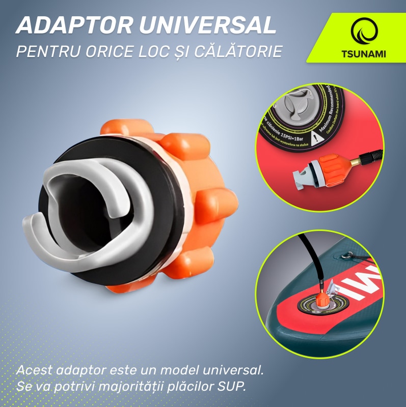 Adaptor pentru umflarea placii SUP, TSUNAMI, compatibil cu pompa