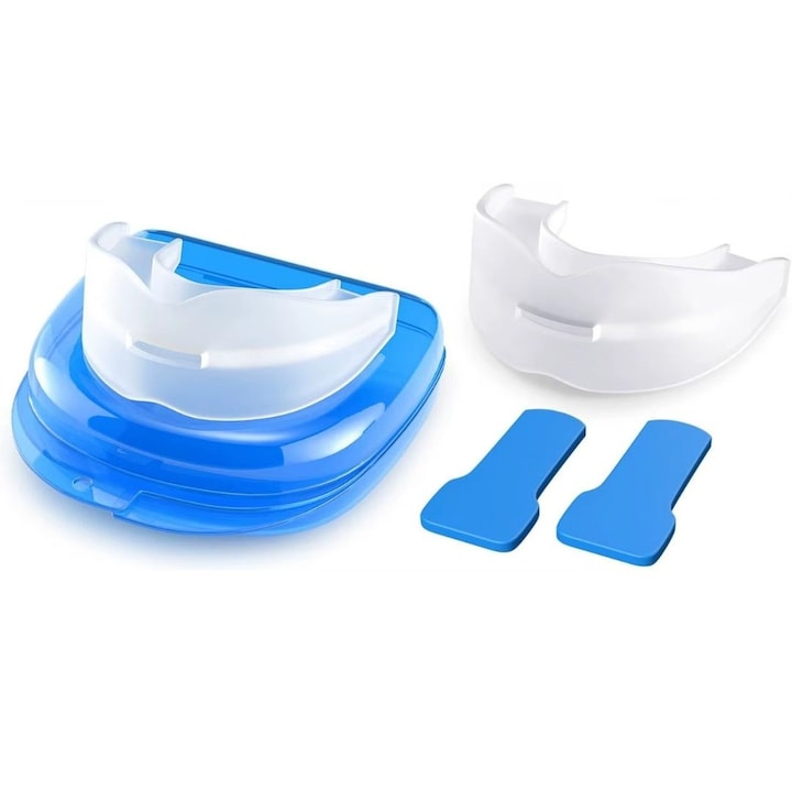 Gutiera anti sforait profesionala, Anti Snoring Mouth Guard, dispozitiv reutilizabil din EVA moale, confortabil, non-iritant, solutie eficienta pentru somn linistit, prevenire sforait, unisex, ajustabil, transparent