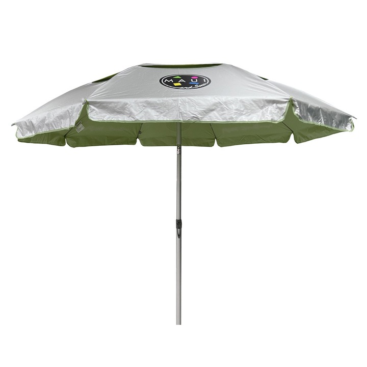 Umbrela plaja Maui&Sons 190 cm, UltraLight, rabatabila, protectie UPF50+, husa transport, verde