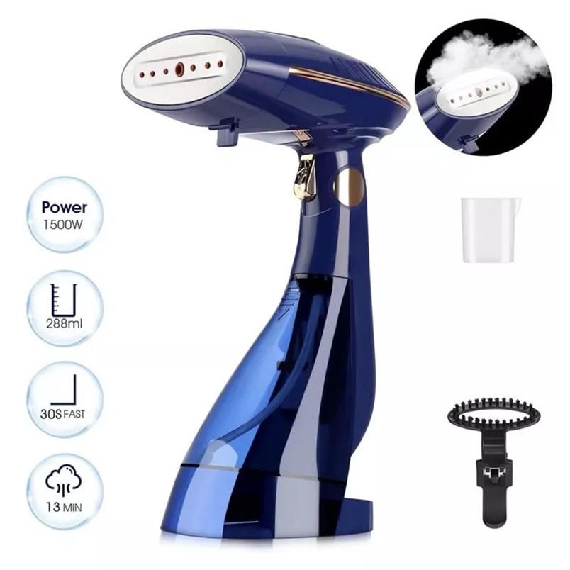 Aparat de Calcat Vertical Portabil cu Abur, Putere 1600W, Rezervor 288ml, Functie Anti Calcar si Auto Curatare, 2 niveluri de putere, Auto Oprire, Talpa Ceramica, Negru