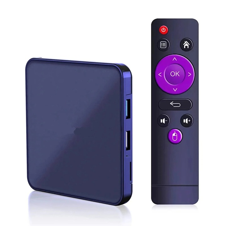 Смарт TV Box, Android 12, 4GB RAM, 64GB, 4K UHD, Черен, 17, 8x11, 1x6, 4см