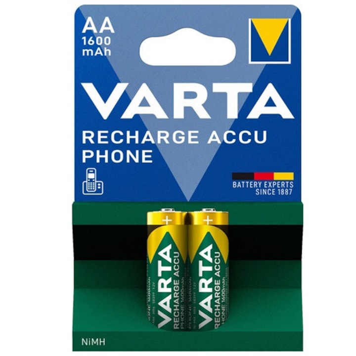 Varta recharge accu elem, aa, 1.2v, 1600mAh ni-mh, újratölthető, 2db/csomag