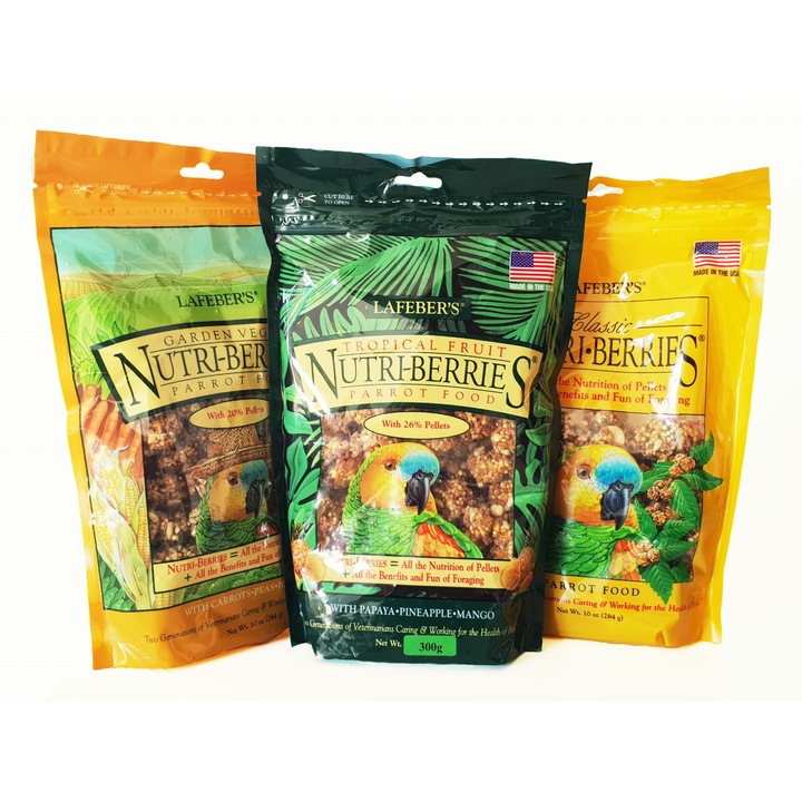 Set hrana papagali, Lafeber NutriBerries, 3 sortimente, 284g, 300g