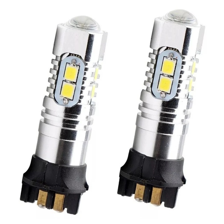 Set 2 becuri LED PW24W / PWY24W – 2323 SMD, lumina alba 6000K, 360°, 12–30V, Canbus