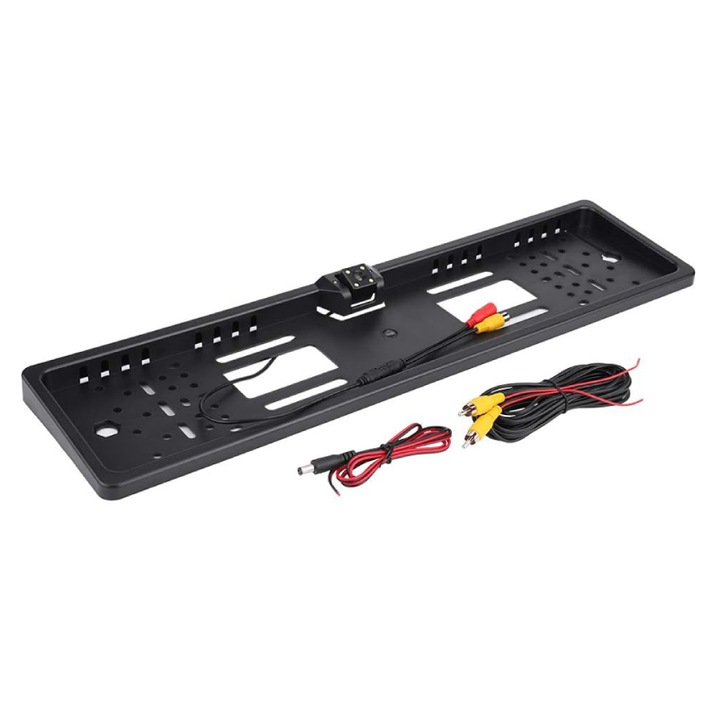 Suport Numar cu Camera Marsarier Auto cu 4 LED-uri IR Premium SUPER TRENDS®, Unghi Larg de 170°, Pentru Mers Inapoi cu Vedere de Noapte, Imagine Clara CMOS, Rezolutie Video 656 x 492px, Carcasa Impermeabila Din ABS, Negru