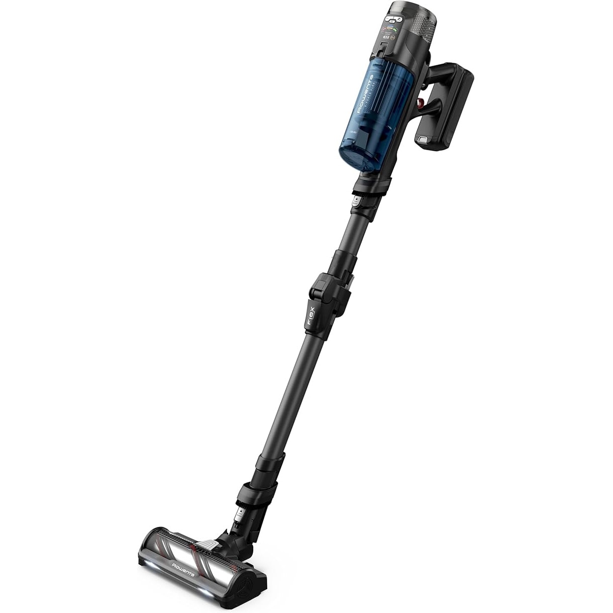 Rowenta X-Force Flex 12.60 Neo Allergy Aerospin – Aspirator vertical cu baterie, autonomie 60 de minute, 150 Air Watt, fara fir, reglare automata a puterii de aspirare, tehnologie Flex, afisaj LED