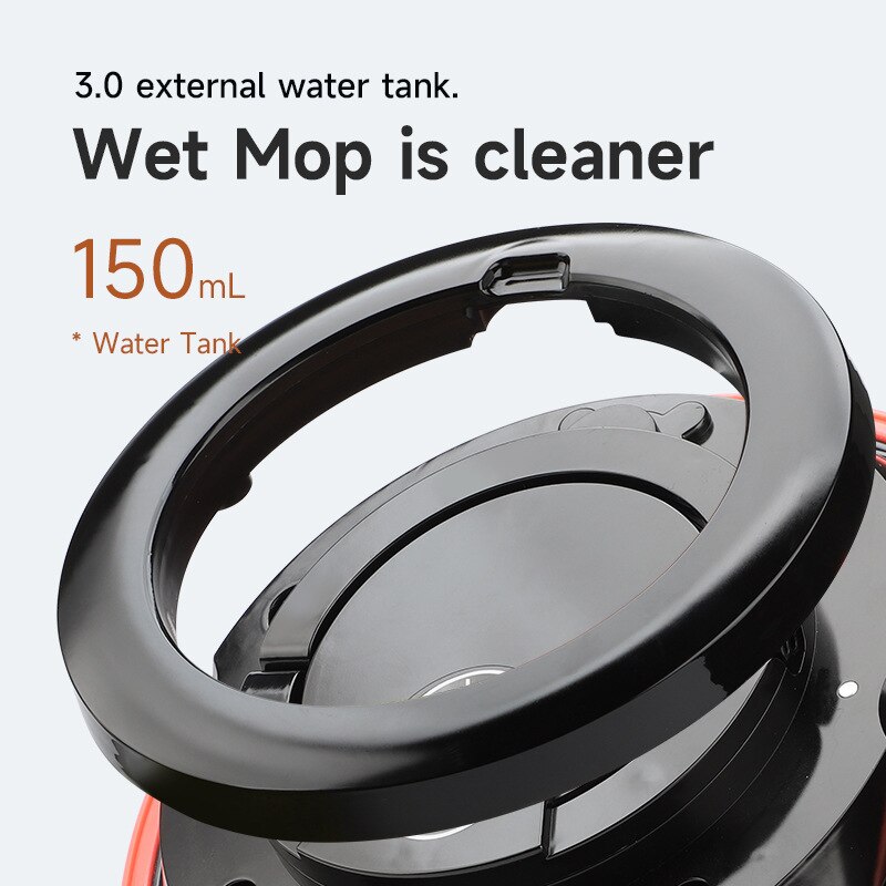 Aspirator robot, evitare inteligenta a obstacolelor, curatare profunda, 2400mAh, umed si uscat, rezervor de apa cu capacitate de 3L, 4 mopuri, functionare cu bass de 50dB, durata lunga de viata a bateriei, negru