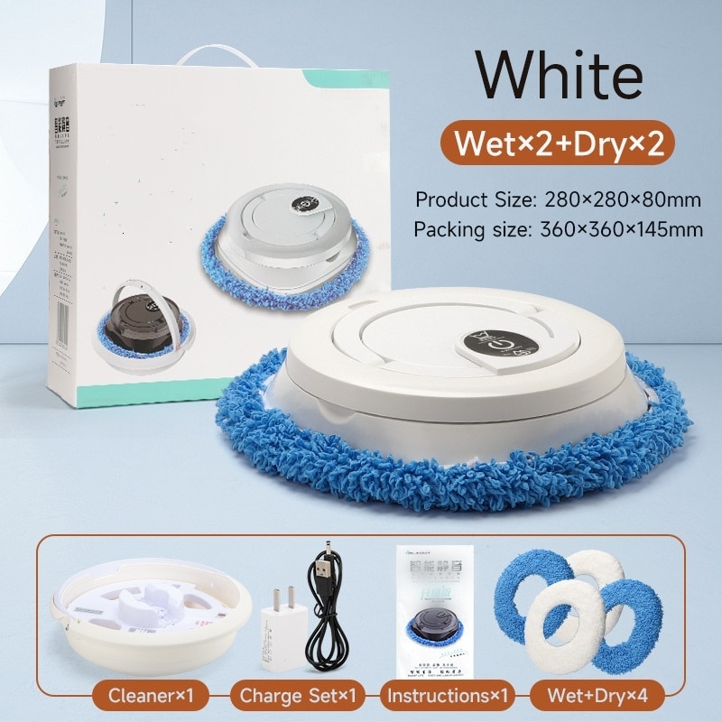 Aspirator robot, evitare inteligenta a obstacolelor, curatare profunda, rezervor de apa cu o capacitate de 3 litri, 2400 mAh, utilizare umeda si uscata, 4 lavete, functionare bass 50 dB, durata lunga de viata a bateriei, alb