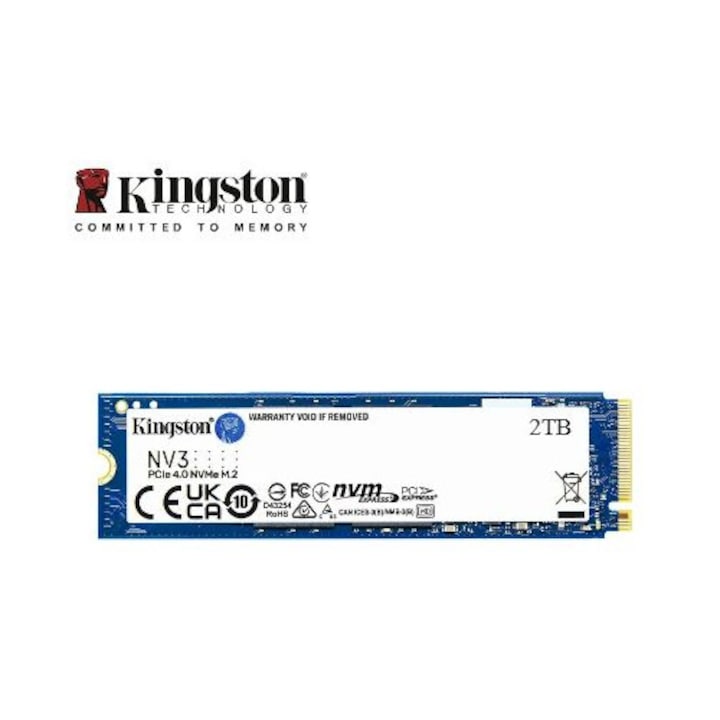 SSD Kingston 2TB M.2 NV3, PCIe 4.0x4, 6000MB/s, вътрешен