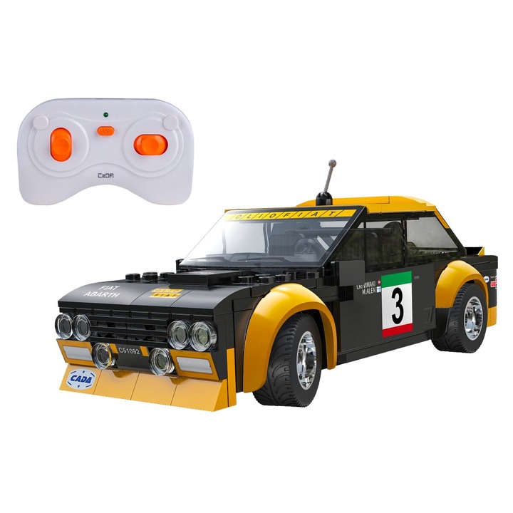 Kit de construit masina RC cu telecomanda Fiat Abarth 131, 2.4 Ghz, Lungime 19.2 cm, Scara 1:20, 216 piese, 6+