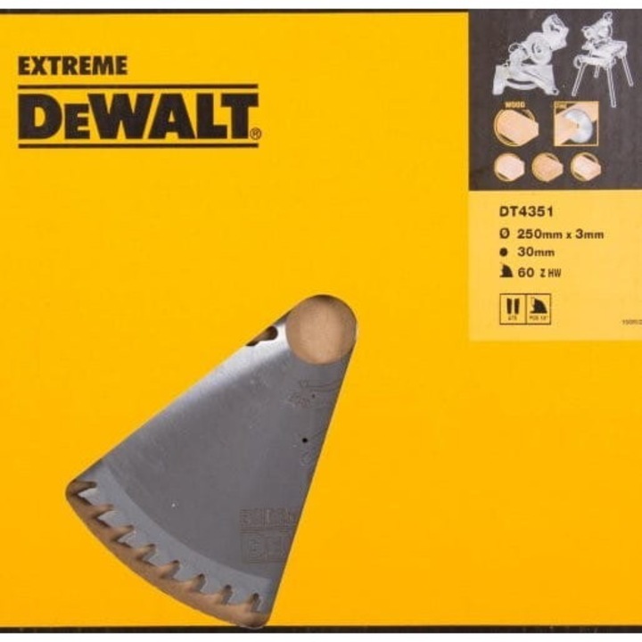 Disc de taiere DeWALT 250x30mm, 60 dinti, grosime 2,2mm, latime taiere 3mm