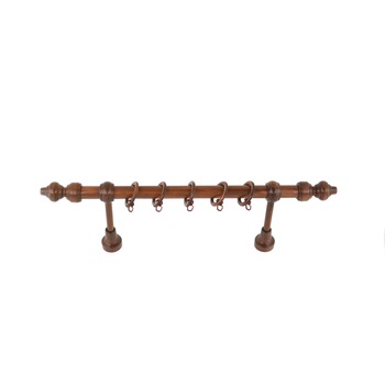 Galerie din lemn strunjit pentru perdele, Nuc,360 cm, accesorii incluse Galerie din lemn strunjit pentru perdele, Nuc,360 cm, accesorii incluse