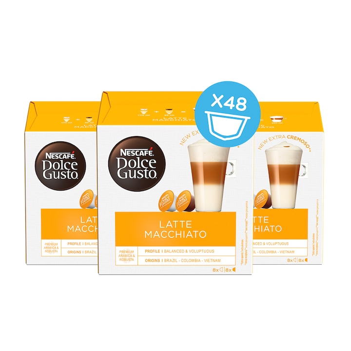 Кафе капсули NESCAFÉ® Dolce Gusto® Latte Macchiato, 24 напитки, 3 кутии по 16 капсули