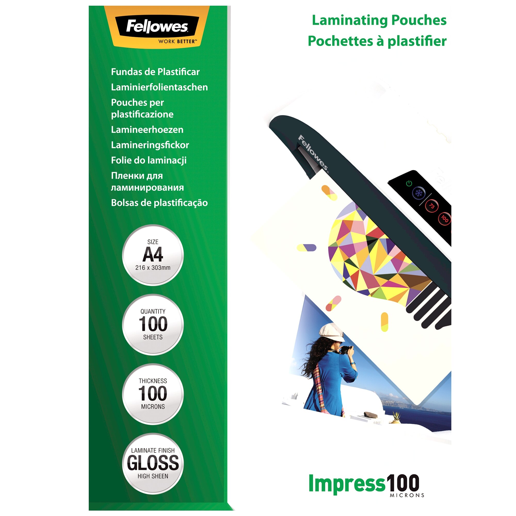 Folie laminare A4, 100 microni, 100 bucati/set Fellowes