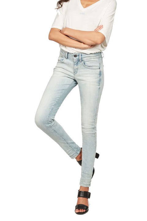 Blugi de damă G-Star RAW 3301 Low Super Skinny, Talie joasă, Croială slim, Albastru deschis, Albastru deschis