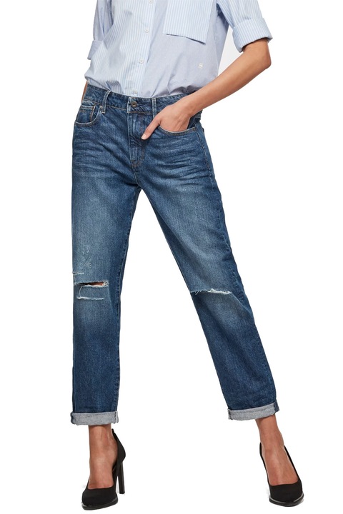 Blugi de dama G-Star RAW 3301 Saddle Mid Boyfriend 4664978 16113-7, Talie medie, Bumbac, W27-L32, Albastru deschis