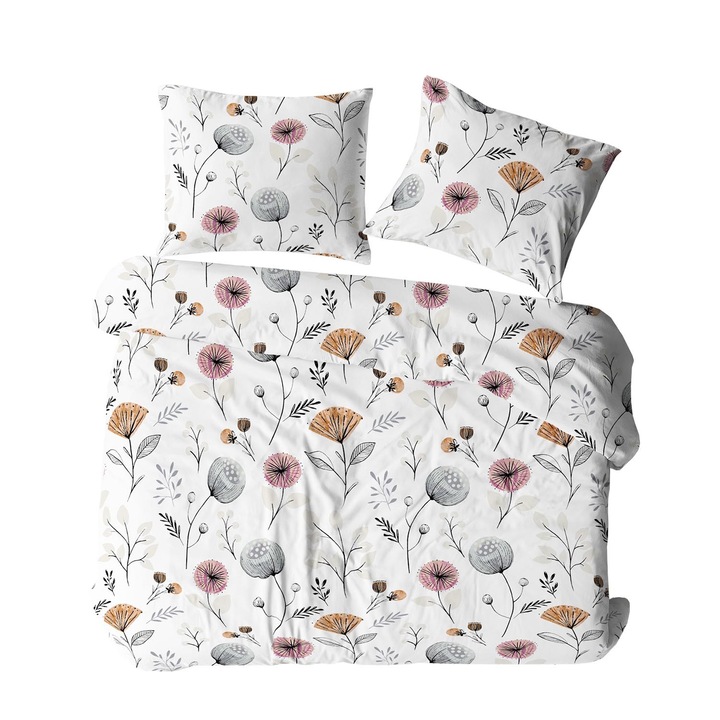 Set lenjerie de pat, Darymex, 140x200cm + 1x 70x80cm, 100% bumbac, coral