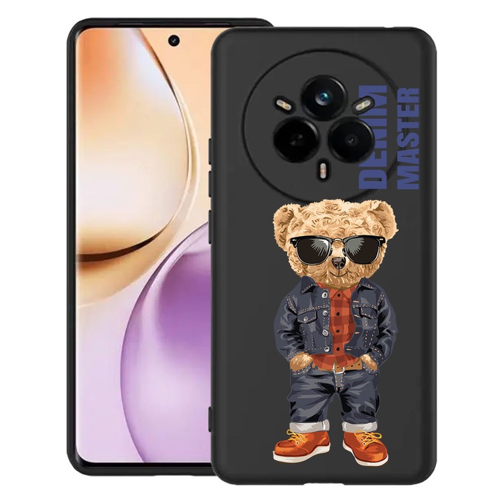 BestCase 0.8mm Slim Szilikon telefontok, kompatibilis modell Realme 14 Pro Plus 5G, Denim Master - Teddy Bear, Kamera védő, Fekete, 1988290 B 927
