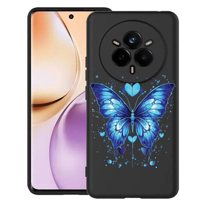 Силиконов калъф BestCase за Realme 14 Pro Plus 5G, Blue Butterfly, Slim SIlicon 0.8MM, Camera Protection, Black, 1988290 B 1586