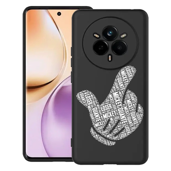 Силиконов калъф BestCase за Realme 14 Pro Plus 5G, Calligraphy Guante Mickey, Slim SIlicon 0.8MM, Camera Protection, Black, 1988290 B 1535